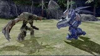 Halo 3 AI Battle  Flood Tanks vs Hunters [upl. by Teeter232]