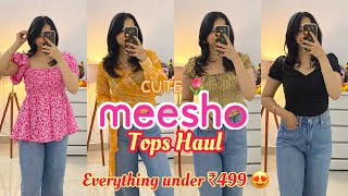 Cute Meesho Tops Haul under ₹499 😍  Affordable Tops Haul  Meesho Haul  Jasmin Kaur 🌸 [upl. by Andel]