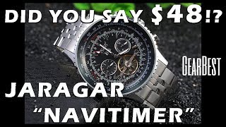 Homage Alert Jaragar quotNavitimer” Automatic Watch F120506 Review co GearBest  Perth WAtch 99 [upl. by Recor]