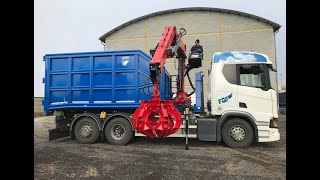 RollOnOff Ampliroll  Hooklift truck with hardox body and crane for waste management and recycling [upl. by Aneeroc140]