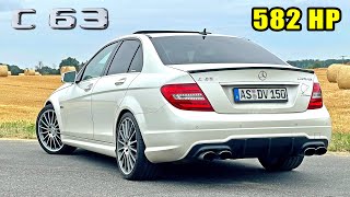 Mercedes C63 AMG CRAZY TUNE  REVIEW on Autobahn [upl. by Jeconiah]