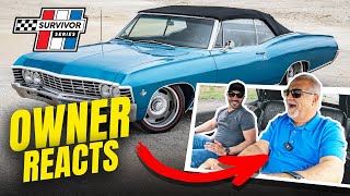 Russ 1967 Impala First Drive  Owner reacts to Roadster Shop build [upl. by Atikat853]