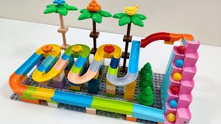 Satisfying Marble Run Race  Peppa Pig inspired Marble Run  Animal course [upl. by Eednahs]