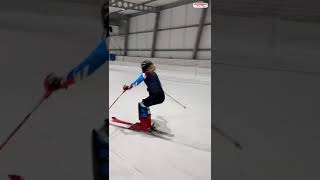 Mathilde Astoul 🇫🇷  indoor slalom training in Amneville France sheskis weareskiing atomic [upl. by Dawaj]