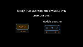 Check If Array Pairs Are Divisible by k  Leetcode 1497  Java [upl. by Einamrej]