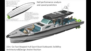 15m GoFast Stepped Hull Sport Boat Speed SPEED 50 knots ArchitectureampDesign Andrei Rochian [upl. by Paris297]