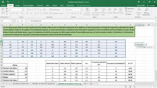 Medidas de tendencia central para datos agrupados en intervalos en Excel [upl. by Rosalba]