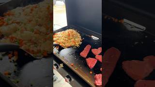 Making Hibachi Steak Fried Rice on my Blackstone for the first time yumyum [upl. by Standice317]