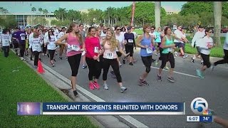 Transplant recipients reunited with donors at Gift of Life Foundation 5K run in Boca Raton [upl. by Okomom]