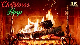 🔥 Christmas Fireplace w Peaceful Harp Christmas Music 🔥🎄 Instrumental Christmas Fireplace Ambience [upl. by Yeldnarb]