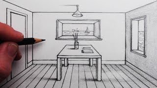 How to Draw a Room in 1Point Perspective for Beginners [upl. by Samau]