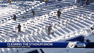 Clearing the stadium snow for SteelersBills playoff game [upl. by Killigrew]