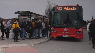 Sweden Stockholm bus 583 ride from Märsta Train Station to Arlanda Airport [upl. by Otir972]