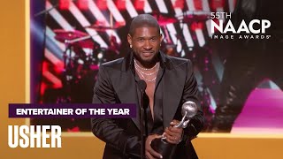 Usher Accepts The Entertainer Of The Year Award  NAACP Image Awards 24 [upl. by Blondie]