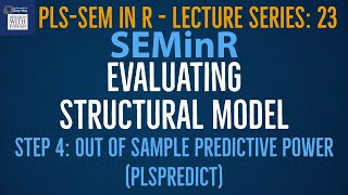 23 SEMinR Lecture Series  Step 4 Out of Sample Predictive Power  How to use PLSPredict [upl. by Marjorie]