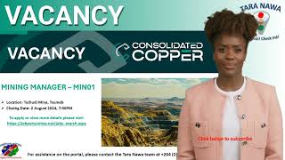 👷‍♂️⛏️Vacancy Ongopolo Mining Limited Mining Manager Closing Date Extended 19 Aug 2024 [upl. by Sivle550]