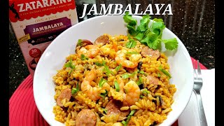 JAMBALAYA RICE MADE EASY Delicious Zatarains Sausage and Shrimp Jambalaya [upl. by Treva]