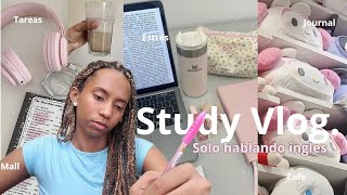 🧋Study Vlog♡ Hablando en ingles x 1 tarde Journal▪︎Mall°TareasMiniso♡Cafe [upl. by Artinad]