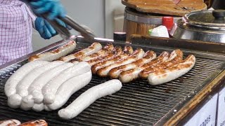 German Bratwurst Sausage Tasted in London Street Borough Market [upl. by Annairdua88]