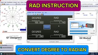 GX Works2  RAD Instruction Convert Degree to Radian Value Mitsubishi PLC With HMI Simulation [upl. by Hueston]