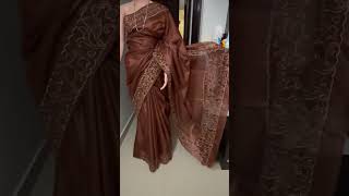 Tussar silk cutwork saree with blouse [upl. by Stockton]