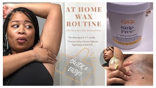 Athome Waxing Routine using Gigi strip free microwave wax Hyperpigmented skin care routine [upl. by Kcirevam30]