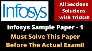 Infosys Sample Paper  1  All Sections Solved With Easy Solutions 🔥🔥 [upl. by Anaujal614]