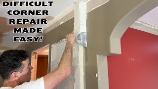 Extreme Drywall Corner Repair [upl. by Nosdivad]