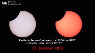 partial solar eclipse 2022  Partielle Sonnenfinsternis 2022  Livestream der Sternwarte Peterberg [upl. by Ferdinande]