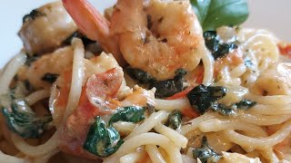 Pasta Scampi Spinaci alla Vapiano pâtes aux crevettes et épinards façon Vapiano 🇮🇹 [upl. by Acyre907]