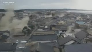 Powerful 75 magnitude earthquake strikes Japan [upl. by Nairolf676]