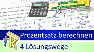 Prozentsatz berechnen 4 Lösungswege [upl. by Bearce822]