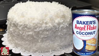 Basic Bakers Coconut Cake Moist Cake with Cream of Coconut Icing [upl. by Eninahpets]