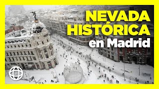 Histórica NEVADA en Madrid España por temporal FILOMENA [upl. by Elbys930]