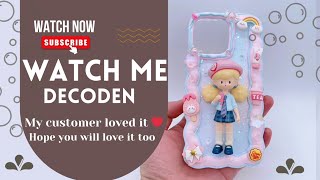 Decoden creamy wipe phone case  watch me craft  DIY cream glue phone case decoden sweetcreations [upl. by Skelly]