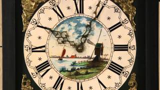 Dutch Hand Painted Folk Art Vintage Grandfather Clock Hermle Movement E20313 [upl. by Atnwahsal]