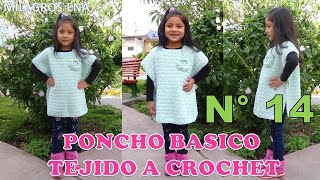 Como tejer el Poncho N°14 a crochet Básico FÁCIL DE TEJER para principiantes paso a paso en video [upl. by Simone]