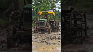 John deere 5310 🚜💪 puddling in rice field  tractor shorts [upl. by Saberio]