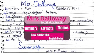 Mrs Dalloway Summary  Mrs Dalloway by Virginia Woolf summary in English notes key factsThemes [upl. by Eelam]