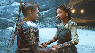 God of War Ragnarok  Atreus gets a girlfriend Angrboda Scenes [upl. by Anaid]