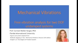 Narrated lecture CH 5 Part 2 Free Vibration of a Undamped two DOF system [upl. by Ynor]