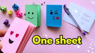 diy mini notebooks one sheet of paper without glue mini stationery at home [upl. by Deppy]