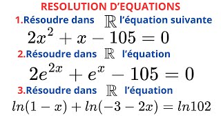 EQUATIONS COMPORTANT LE LOGARITHME ET LEXPONENTIELLE NEPERIENS [upl. by Atineb]