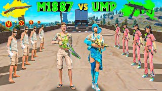 EVO M1887 vs EVO UMP on Factory Roof  Adam vs Pro Girls  Gun Skin Challenge  Garena Free Fire [upl. by Htinek]