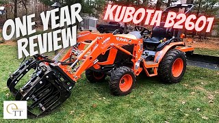 111 Kubota B2601 One Year Review  Artillian Grapple  Best Small Compact Tractor  LA435 Loader [upl. by Norrab408]