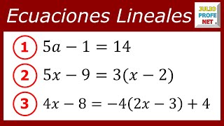 Ecuaciones lineales o de primer grado  Ej 1 2 y 3 [upl. by Ysset113]