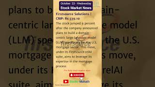 🚀 First Source Solutions Share Jumps 9  Stock Market Update Today [upl. by Winthorpe181]