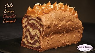 Recette de Cake Marbré Banane Chocolat et Caramel [upl. by Nebe]