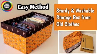 How to make Washable Fabric Storage Basket Easily from Old Clothes  Easy DIY Fabric Storage basket [upl. by Buckley]