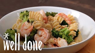 How To Make Shrimp And Broccoli Rotini Light And Fast Dinner Recipe  Recipe  Well Done [upl. by Burr]